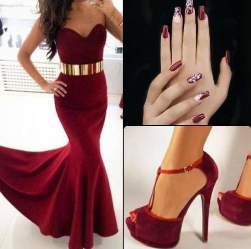 Маникюр к серебристому платью. Маникюр к бордовому платью