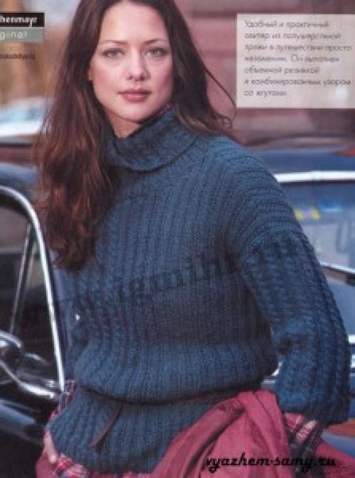 Объемные свитера крупной вязки спицами. Крупная вязка — основной вектор в моде 2019 года 04
