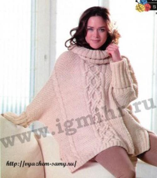 Объемные свитера крупной вязки спицами. Крупная вязка — основной вектор в моде 2019 года 06
