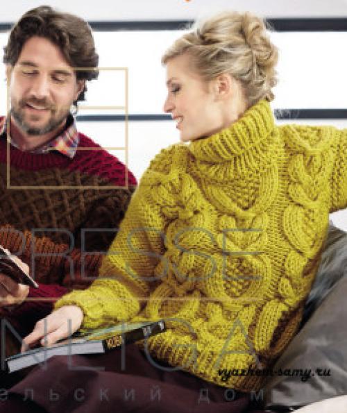 Объемные свитера крупной вязки спицами. Крупная вязка — основной вектор в моде 2019 года 03