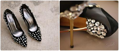 Как приклеить стразы на обувь. Как украсить обувь стразами?