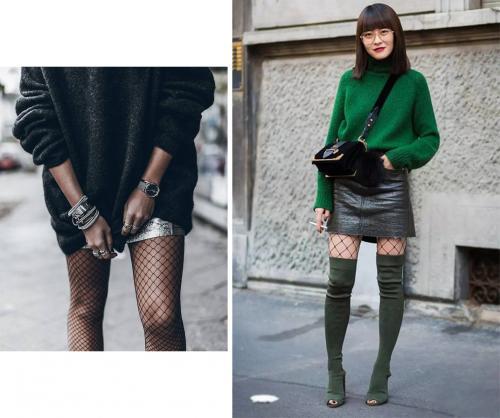 Колготки в сетку и джинсы. Must have: Сетка / fishnet tights