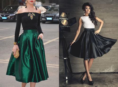 Юбка из атласа в пол. Образ кокетки