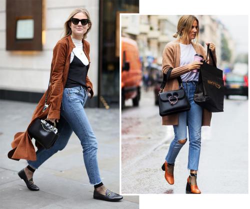 Колготки в сетку и джинсы. Must have: Сетка / fishnet tights