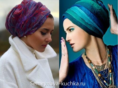 Теплый шарф на голову. шарф-палантин на голове.