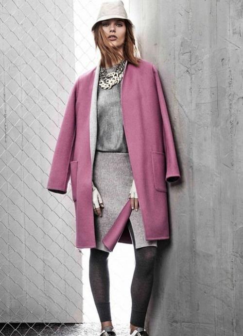 С чем носить черное пальто без воротника. С чем носить пальто без воротника