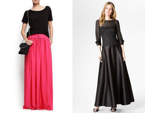 Юбка из атласа в пол. Образ кокетки