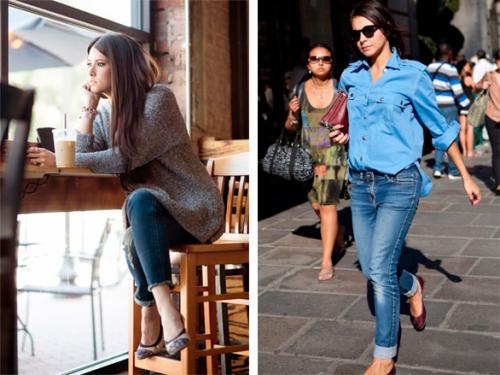 С чем носить синие балетки. С чем носить балетки. Модные рекомендации с фото