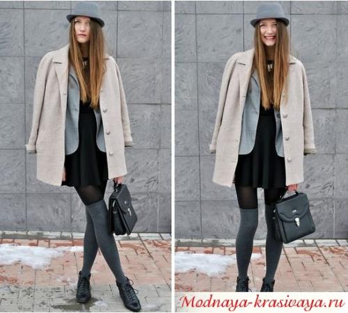 Гольфы выше колена с чем носить. Фото-образы для городских модниц