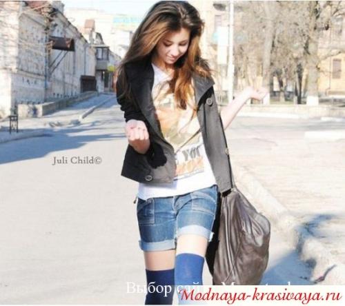 Гольфы выше колена с чем носить. Фото-образы для городских модниц