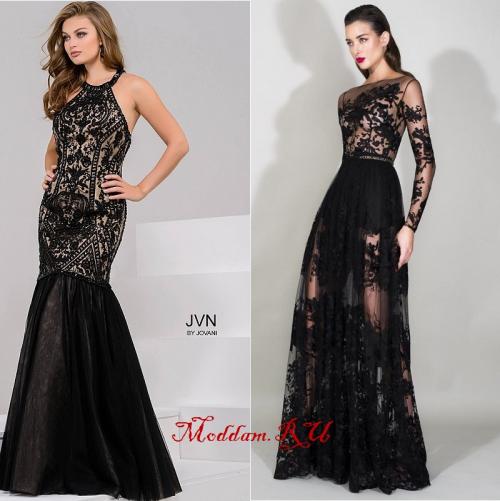 Как украсить черное платье с длинным рукавом. Длинное вечернее платье «в пол»: кружевное и не только