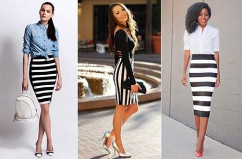 Юбка карандаш в вертикальную полоску с чем носить. С чем носить полосатую юбку-карандаш