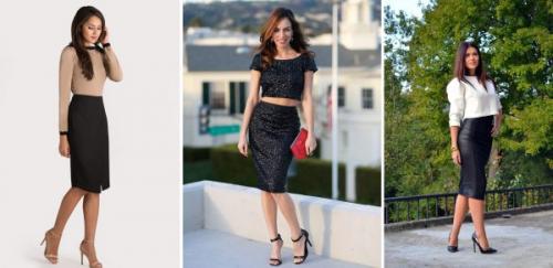 Юбка карандаш в вертикальную полоску черно-белая с чем носить. Варианты и модели: