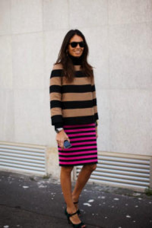 Юбка карандаш в вертикальную полоску с чем носить. С чем носить полосатую юбку-карандаш