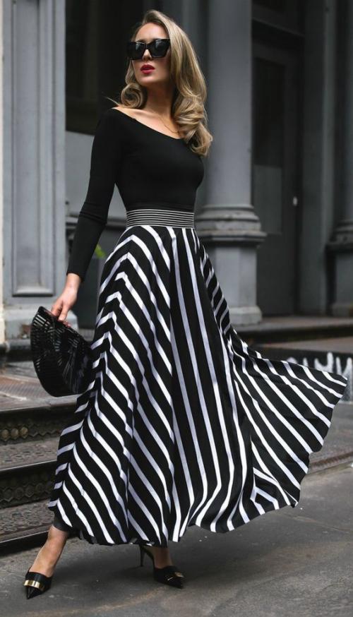 Юбка карандаш в вертикальную полоску. Модные фасоны
