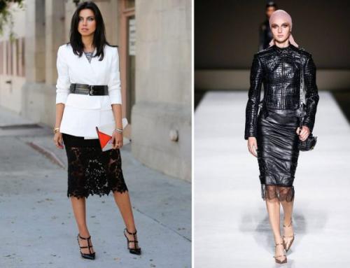 Юбка карандаш в вертикальную полоску черно-белая с чем носить. Варианты и модели: