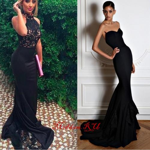 Как украсить черное платье с длинным рукавом. Длинное вечернее платье «в пол»: кружевное и не только