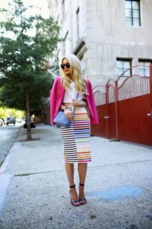 Юбка в синюю полоску. Юбка в полоску в женском гардеробе