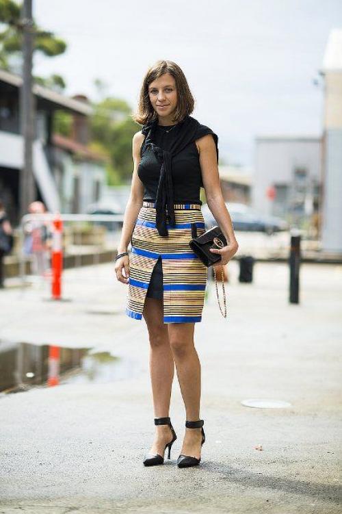 Юбка в синюю полоску. Юбка в полоску в женском гардеробе