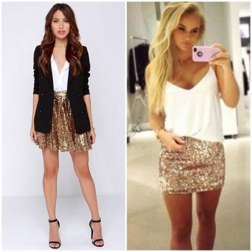 Юбка с пайетками золотая. С чем носить юбку с пайетками в будничной жизни