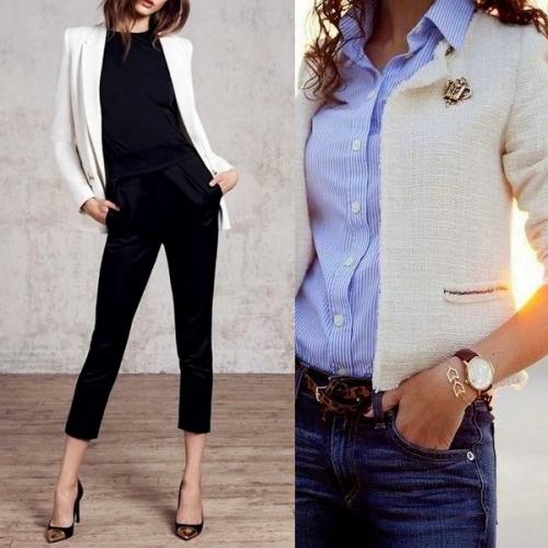 Пиджак женский, как украсить. Фото модных моделей женских белых пиджаков