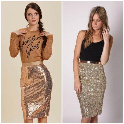 Юбка с пайетками золотая. С чем носить юбку с пайетками в будничной жизни