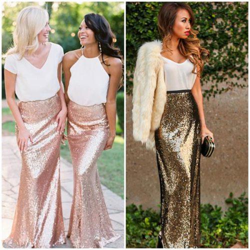 Юбка с пайетками золотая. С чем носить юбку с пайетками в будничной жизни