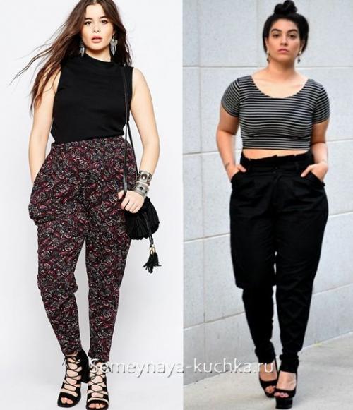 Кожаные брюки для полных. Стильная одежда для полных женщин.