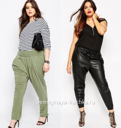 Кожаные брюки для полных. Стильная одежда для полных женщин.