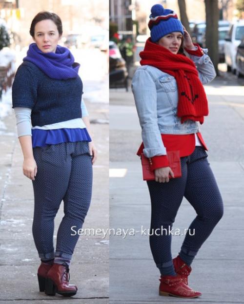 Кожаные брюки для полных. Стильная одежда для полных женщин.