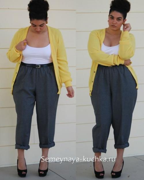 Кожаные брюки для полных. Стильная одежда для полных женщин.