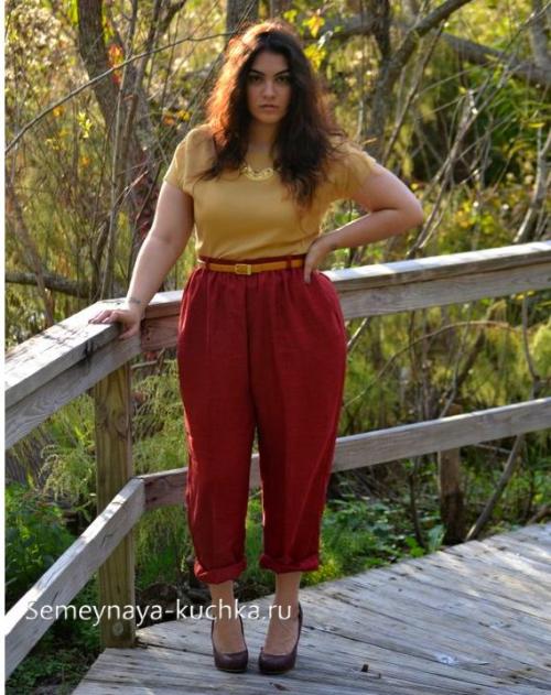 Кожаные брюки для полных. Стильная одежда для полных женщин.