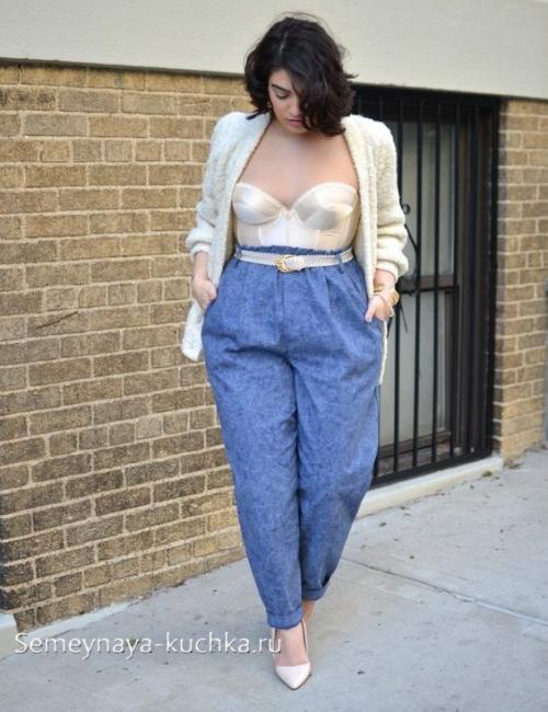 Кожаные брюки для полных. Стильная одежда для полных женщин.