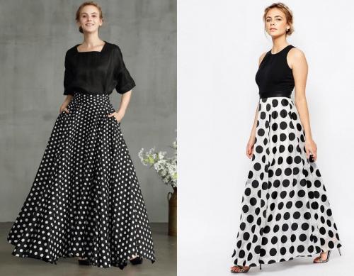 С чем носить плиссированную юбку в горошек. Юбка в горошек - роскошные модели по типу фигуры