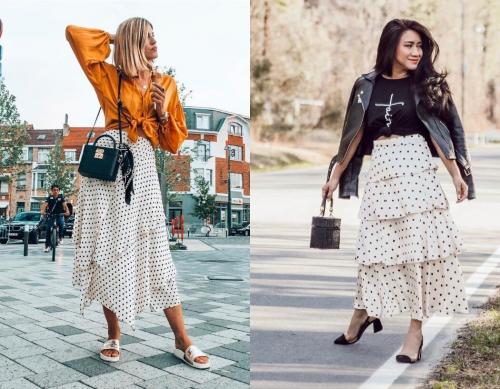 С чем носить плиссированную юбку в горошек. Юбка в горошек - роскошные модели по типу фигуры