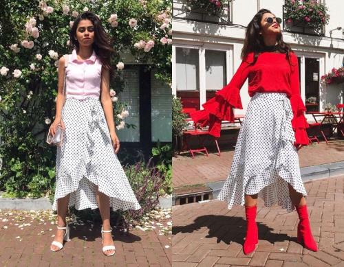 С чем носить плиссированную юбку в горошек. Юбка в горошек - роскошные модели по типу фигуры