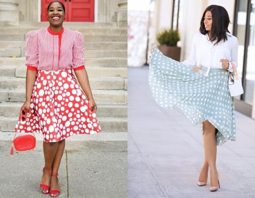 С чем носить плиссированную юбку в горошек. Юбка в горошек - роскошные модели по типу фигуры