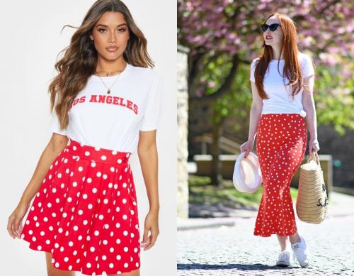 С чем носить плиссированную юбку в горошек. Юбка в горошек - роскошные модели по типу фигуры