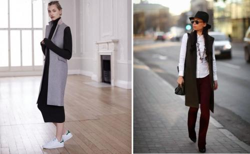 С чем носить удлиненный жилет зимой 2019 фото модные луки