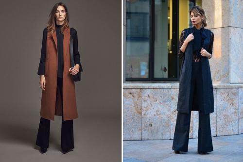 С чем носить удлиненный жилет зимой 2019 фото модные луки