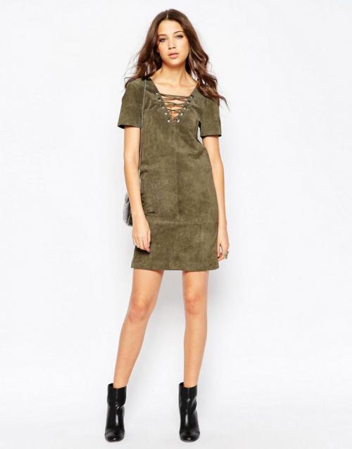 Замшевое платье для полных. Актуальные фасоны