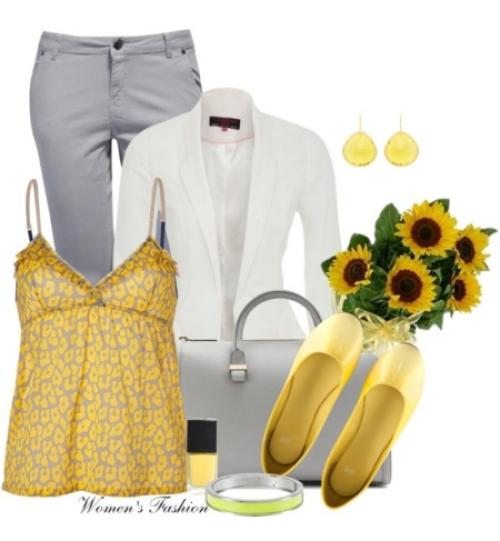 Сочетание желтого цвета в одежде. Сочетание цветов: желтый