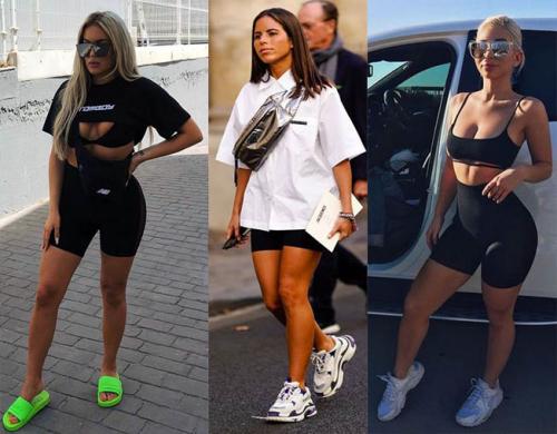 С чем носить леггинсы 2019. Модные велосипедки 2019-2020 тенденции, с чем носить облегающие шорты