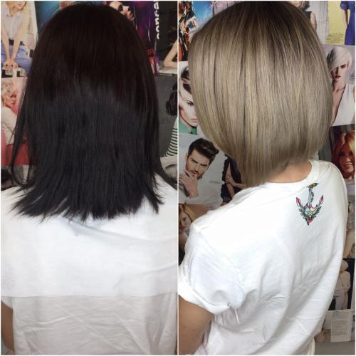 Как перекраситься в блондинку из черного. Выйти из черного цвета в блонд без рыжины и желтизны? Част.