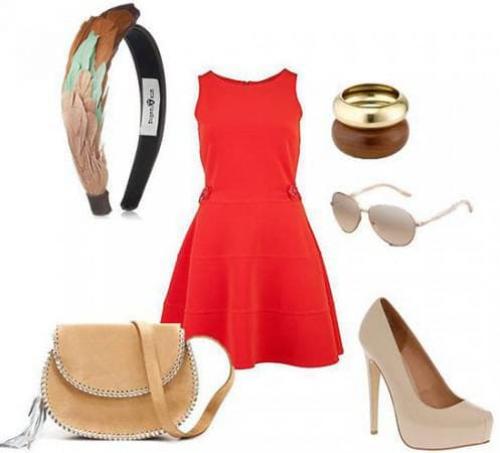 Бежевые туфли красное платье. Выбор обуви