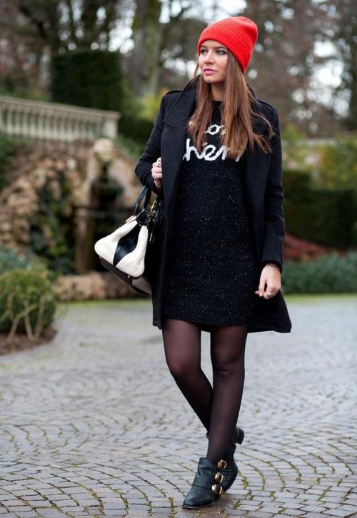 Черное пальто с чем носить зимой. С чем носить чёрное пальто женщинам