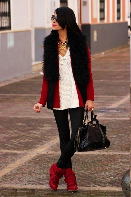 С чем носить красные кеды? 04