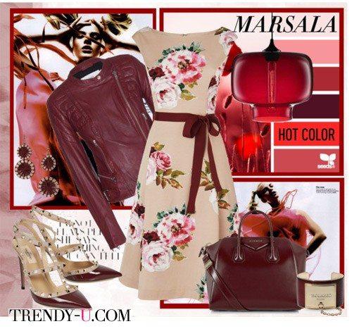 Аксессуары цвета марсала к платью. Платье цвета марсала: с чем носить?