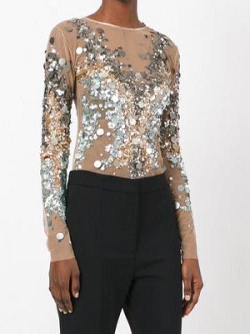 Как украсить рубашку белую. Украшение блузки пайетками