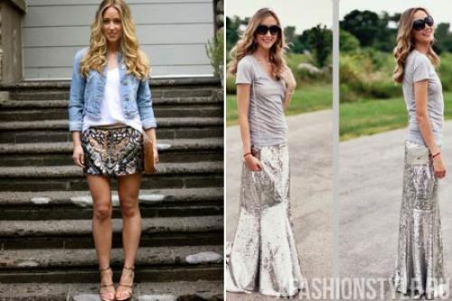 Блестящая юбка с чем носить. С чем носить блестящие вещи?